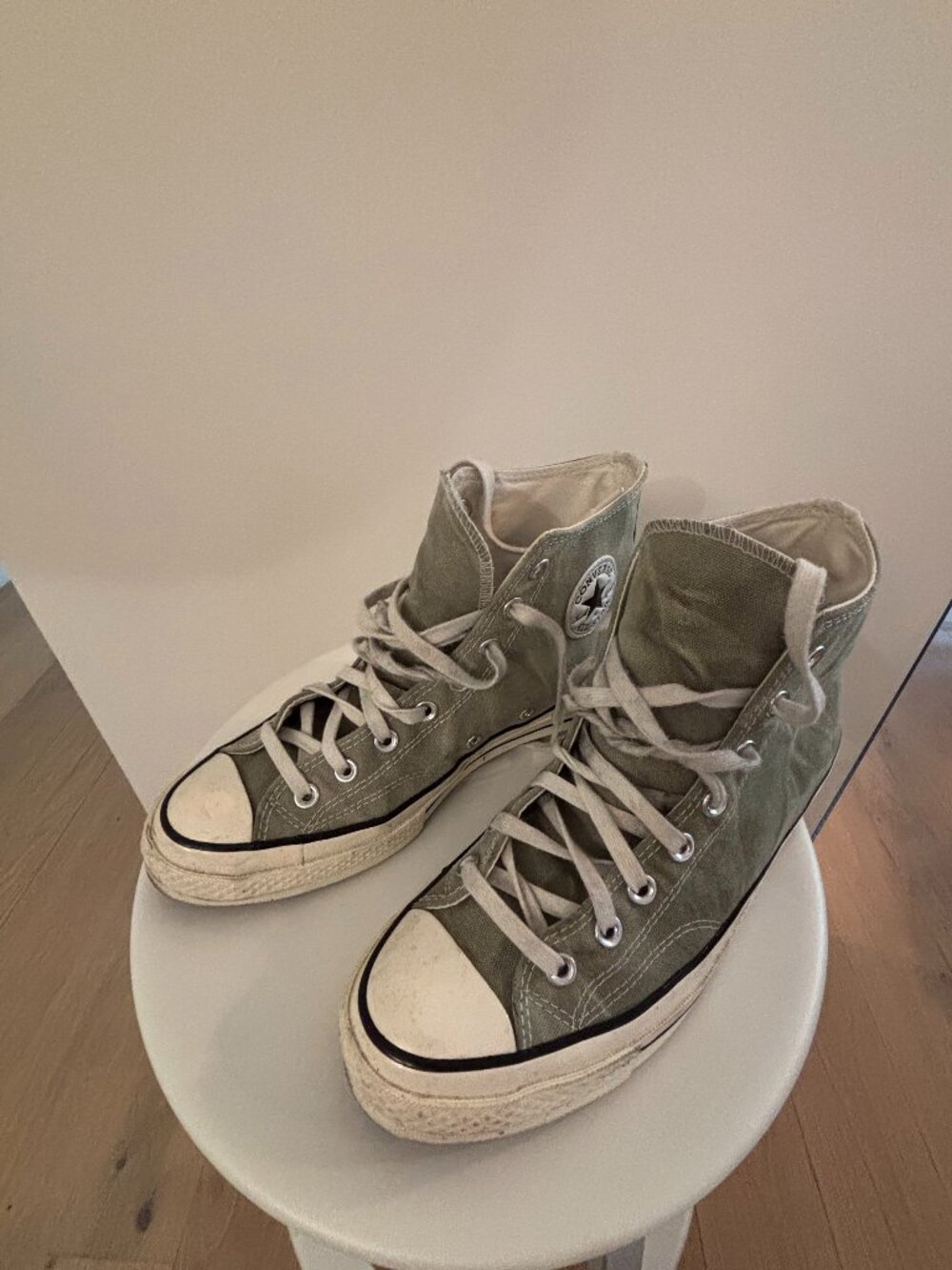 Converse Chuck 70 High Top Sneakers Sage Green Canvas Distressed Unisex